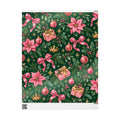 Christmas Wrapping Paper — Pink Poinsettia, Bows & Gifts Design