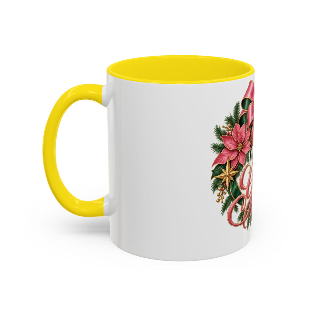 Wrapped in Grace Christmas Coffee Mug — Festive Poinsettia Wreath Accent Mug