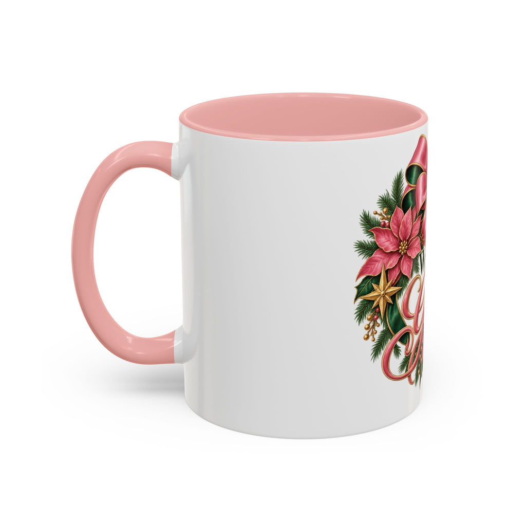 Wrapped in Grace Christmas Coffee Mug — Festive Poinsettia Wreath Accent Mug