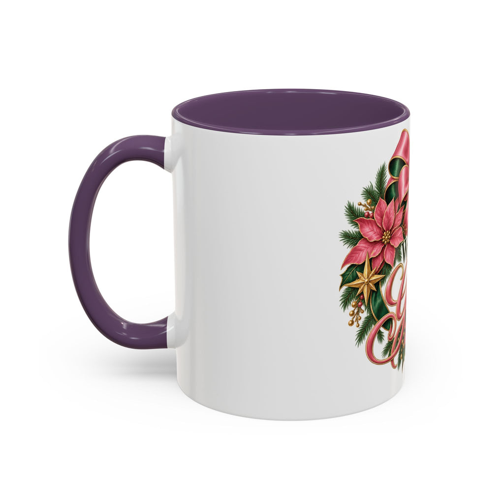 Wrapped in Grace Christmas Coffee Mug — Festive Poinsettia Wreath Accent Mug