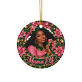 Mama Elf Ceramic Christmas Ornament — Personalized Holiday Wreath Keepsake
