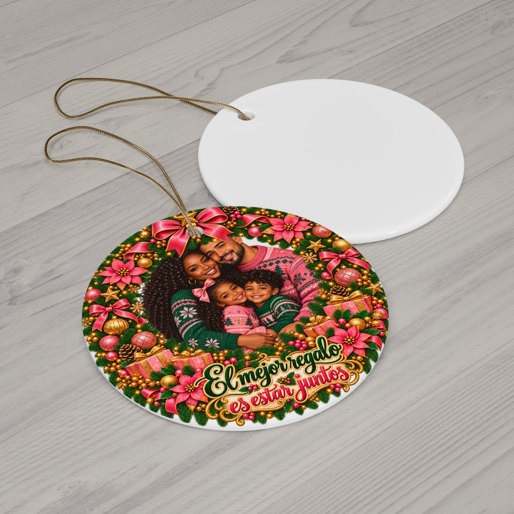 Ornament — Spanish Christmas Wreath Ceramic Ornament ("El mejor regalo es estar juntos")