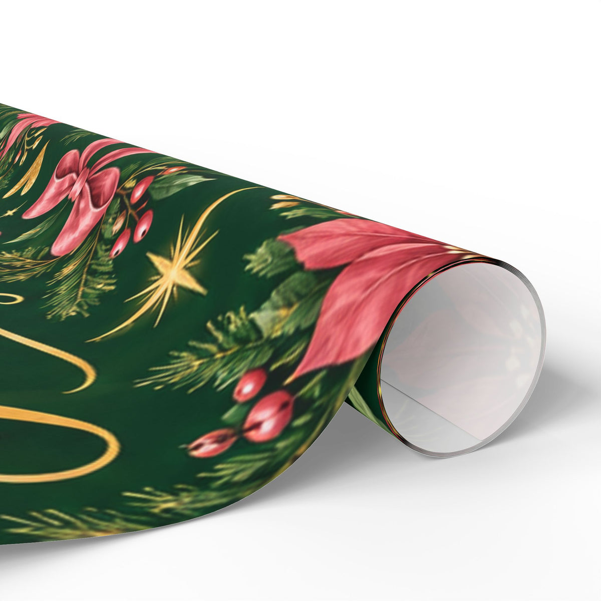 Christmas Nativity Wrapping Paper — Joy Peace Hope Poinsettia Design
