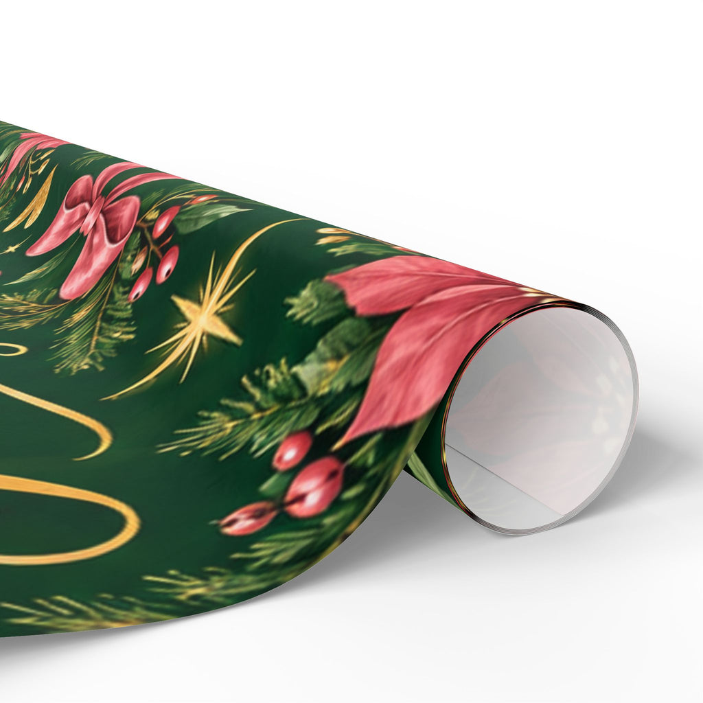 Christmas Nativity Wrapping Paper — Joy Peace Hope Poinsettia Design