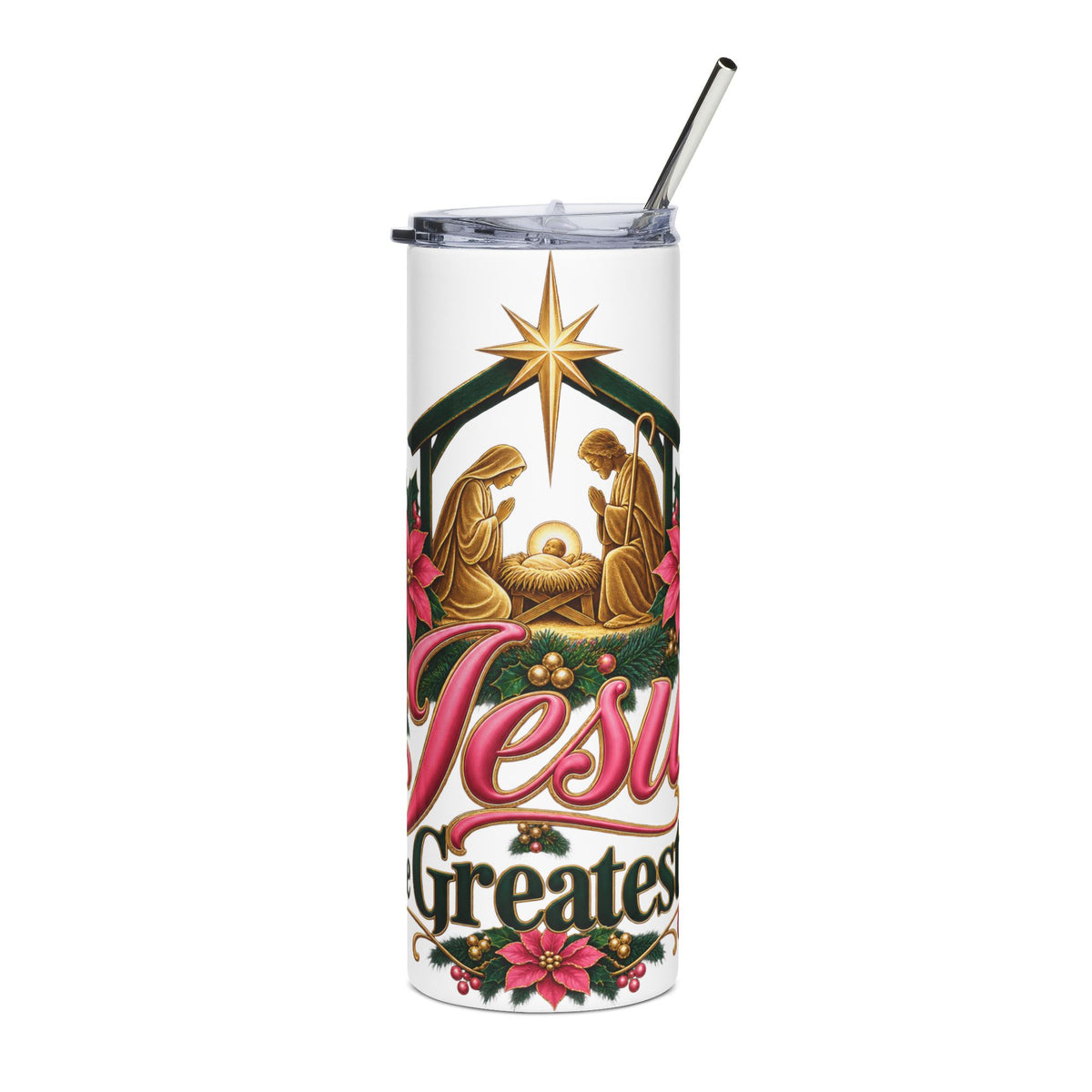 Christmas Nativity 20oz Stainless Tumbler – "Jesus the Greatest Gift"