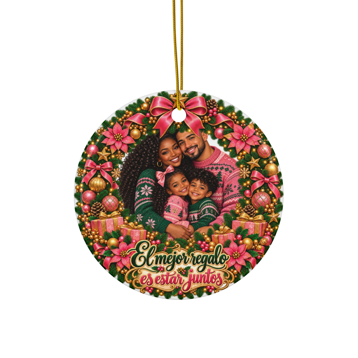 Ornament — Spanish Christmas Wreath Ceramic Ornament ("El mejor regalo es estar juntos")
