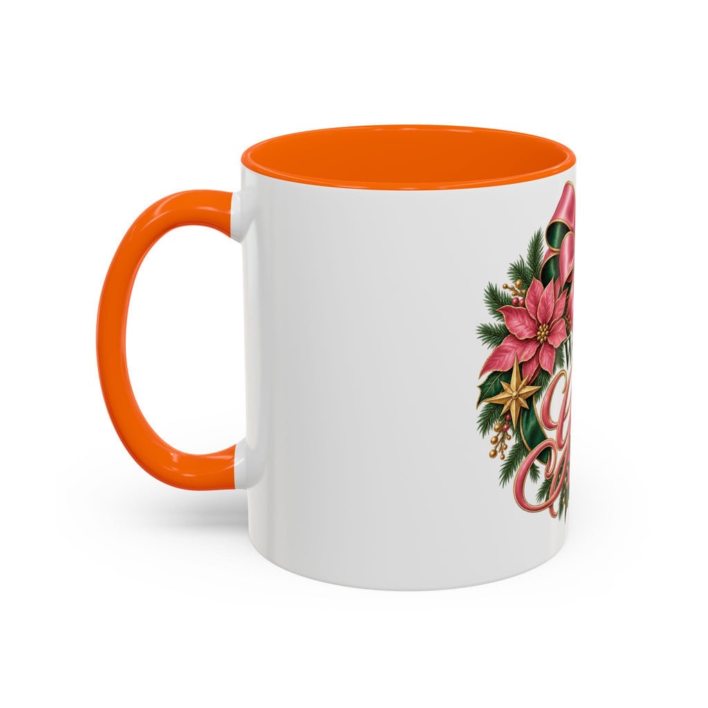 Wrapped in Grace Christmas Coffee Mug — Festive Poinsettia Wreath Accent Mug
