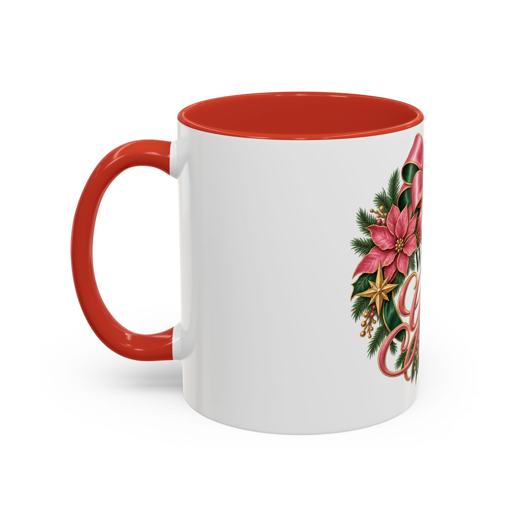 Wrapped in Grace Christmas Coffee Mug — Festive Poinsettia Wreath Accent Mug