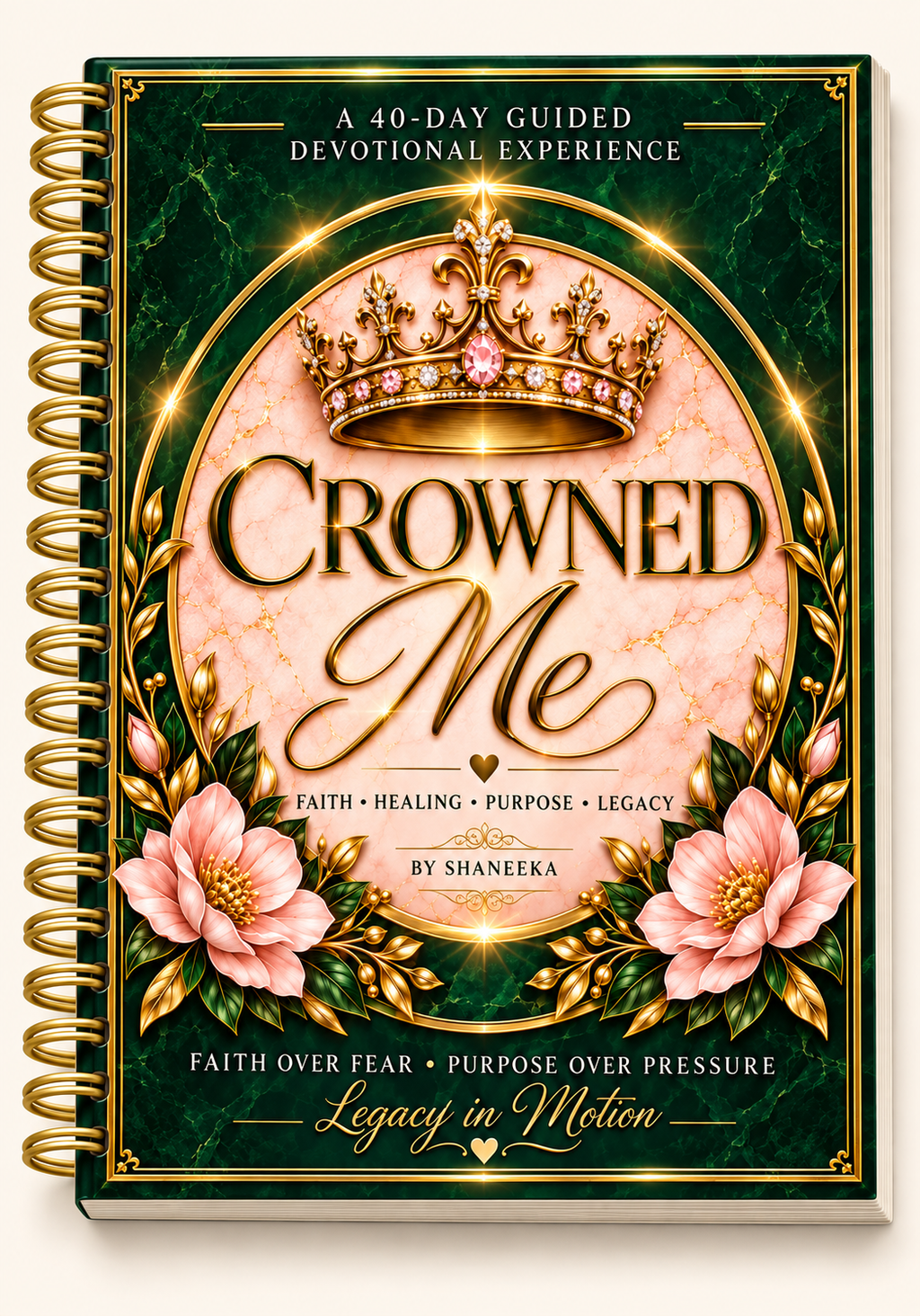 Crowned Me gold spiral design mockup — this listing is a digital PDF download
